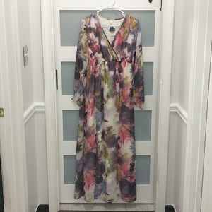 NWT abstract floral maxi dress long sleeve